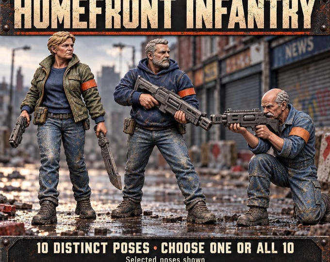 Earthline Homefront Infantry | Choose 1 of 10 Poses or All 10 | 32mm Sci-Fi Civilian Resin Miniatures