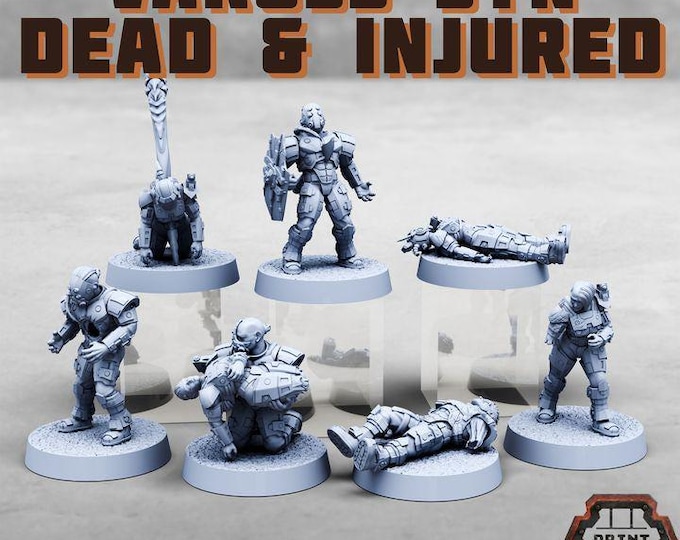 Vaross Syn Dead and Injured Kit - Print Minis Tabletop Wargaming Miniature for Grimdark | OPR | Sci-fi