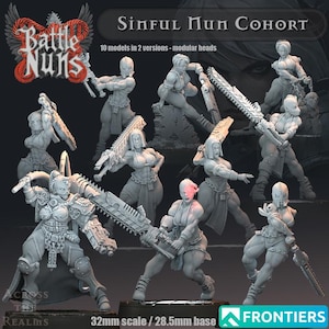 Sinful Nun Cohort - Across the Realms - New Release July 25  - Sci-Fi OPR Grimdark compatible - Tabletop Wargaming Grimdark