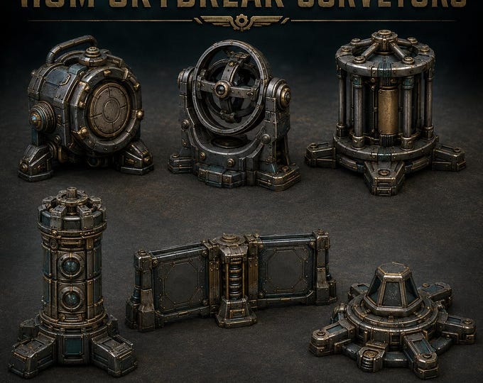 HGM Skybreak Surveyors | 6-Piece Industrial Archaeotech Resin Objective Set | Sci-Fi Tabletop Terrain