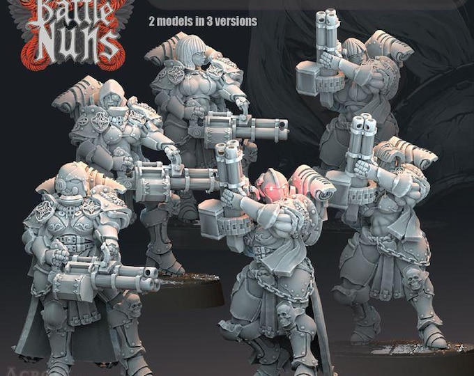 Battle Nuns with Gatling Shockrifles - Across the Realms - New Release July 25  - Sci-Fi OPR Grimdark compatible - Tabletop Wargaming