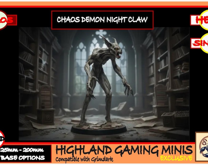 Chaos Demon NightClaw - Exclusive Highland Gaming Minis - Tabletop Wargaming for Grimdark | Alternative  | OPR Sci-Fi mini