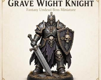 Grave Wight Knight Miniature – Fantasy Undead Boss - Monsters and Fantasy Highland Gaming Minis Exclusive - Sci-Fi Resin Monster