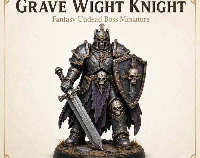 Grave Wight Knight Miniature – Fantasy Undead Boss - Monsters and Fantasy Highland Gaming Minis Exclusive - Sci-Fi Resin Monster