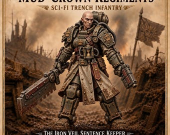Iron Veil Sentence Keeper – Sci-Fi Executioner Character Miniature | 32mm Scale Resin | Mud-Crown Regiments HGM Exclusive