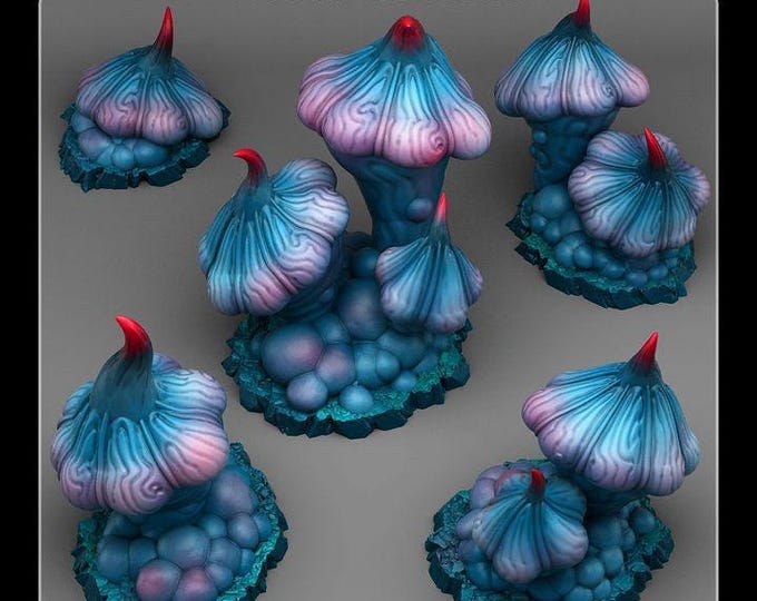 Nightmare Mushrooms Terrain Objectives - Fantastic Plants & Rocks - Fantasy Terrain Set