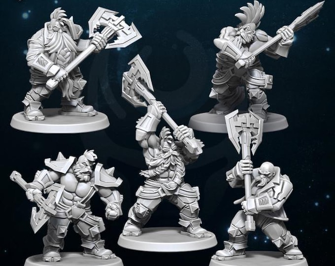 Space Dwarfs - Miniatures - ( 5 - 20 ) Brawlers With Axes - Wildmesh - Tabletop Wargaming for Grimdark | Alternative  | OPR