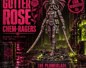 Gutter Rose The Plumeblade Huntress Chem-Punk Resin Miniatures | HGM Exclusive