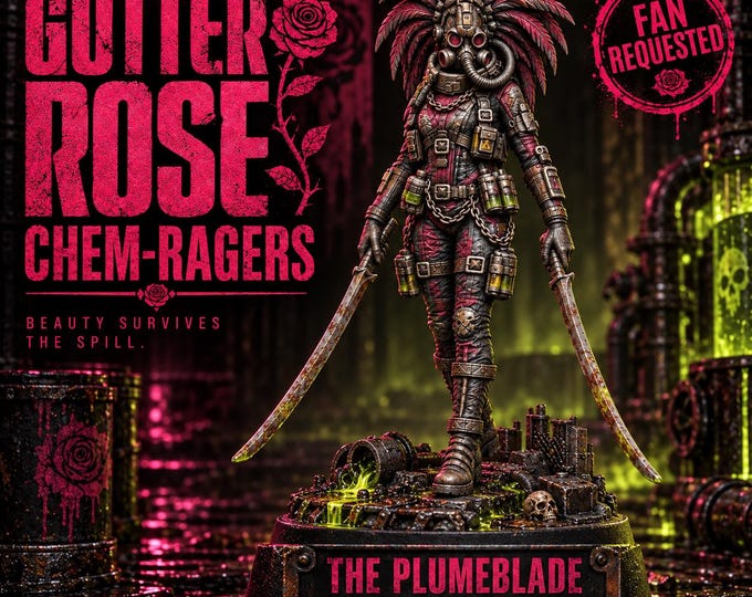 Gutter Rose The Plumeblade Huntress Chem-Punk Resin Miniatures | HGM Exclusive
