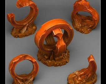 Mystical Martian Rings Scatter Terrain Objectives - Fantastic Plants & Rocks - Fantasy Terrain Set