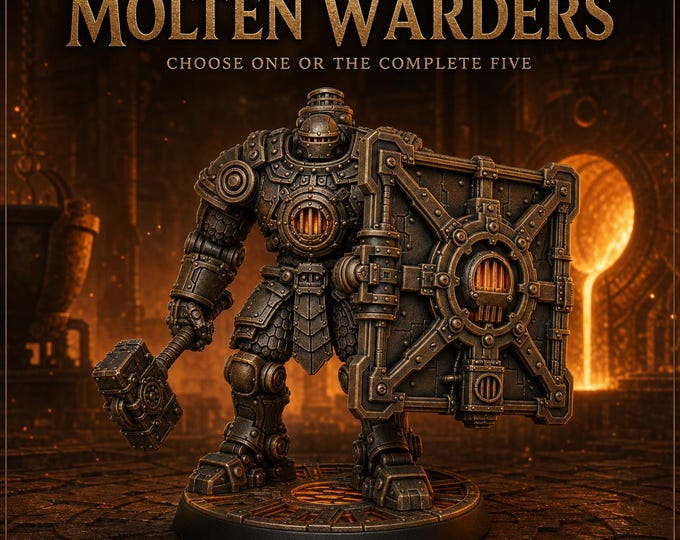 Bronze Legion Molten Warders | 5 Shielded Automaton Poses | HGM Resin Miniatures