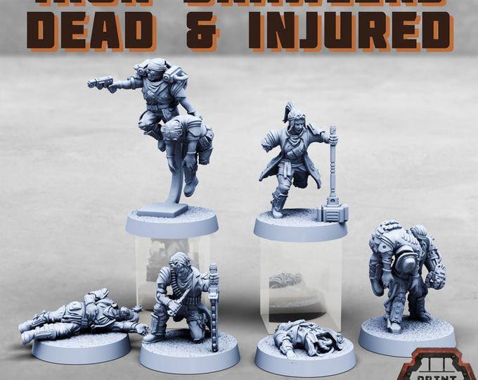 Iron Brawlers - Dead and Injured - Print Minis - Grimdark - Print Minis - Fantasy Resin Miniature