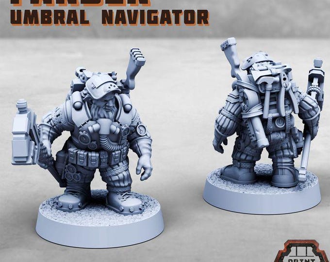 Farbek - Umbral Dwarf Navigator - Print Minis - Tabletop Wargaming Miniature for Grimdark | OPR | Sci-fi