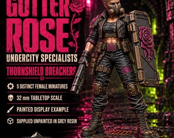 Gutter Rose Thornshield Breachers | Choose 1 of 5 or Full Set | Female Sci-Fi Shield Trooper Resin Miniatures | HGM Exclusive