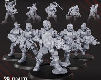 Diseased PG Gunners Squad - DakkaDakka Licensed 28mm Resin Sci-Fi Miniatures
