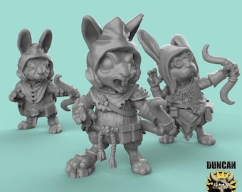 Rabbit Folk with Bows | Duncan Shadow | PathFinder | Mini | Tabletop Wargaming | Dungeons and Dragons | Resin | Fantasy | RPG