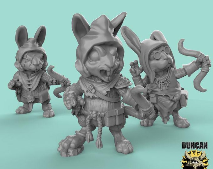 Rabbit Folk with Bows | Duncan Shadow | PathFinder | Mini | Tabletop Wargaming | Dungeons and Dragons | Resin | Fantasy | RPG