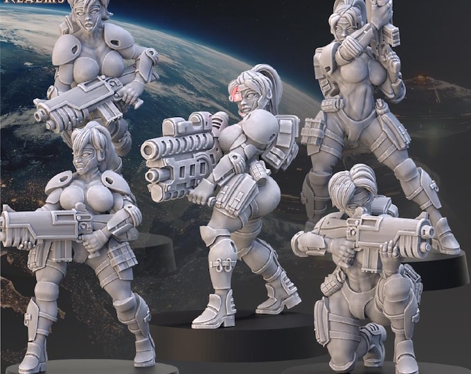 Female Earth Defense Operatives - Across the Realms - Tabletop Wargaming for Grimdark | Alternative  | OPR Sci-Fi mini
