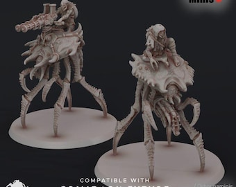 Crab Cult Longlegs Riders | 2 Oshounaminis Licensed Resin Sci-Fi Cavalry | Optional 80mm Bases