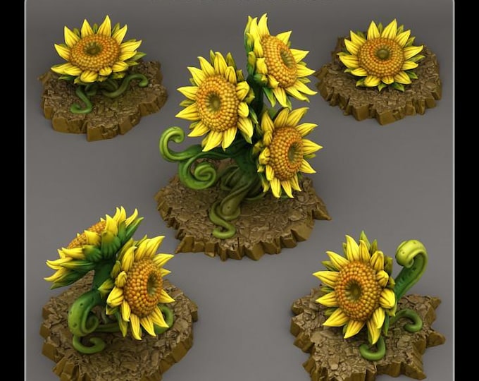 Fairy Sunflowers Wargaming Terrain Objectives | Fantastic Plants and Rocks | PathFinder | Mini | Dungeons and Dragons | Fantasy | RPG