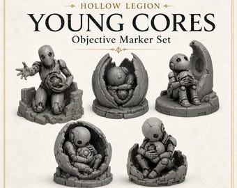 Hollow Legion Young Cores - Highland Battlefield Works - 5 Piece Scatter Terrain Objective Marker Set 40mm 60mm 100mm Wargaming RPG Scenery