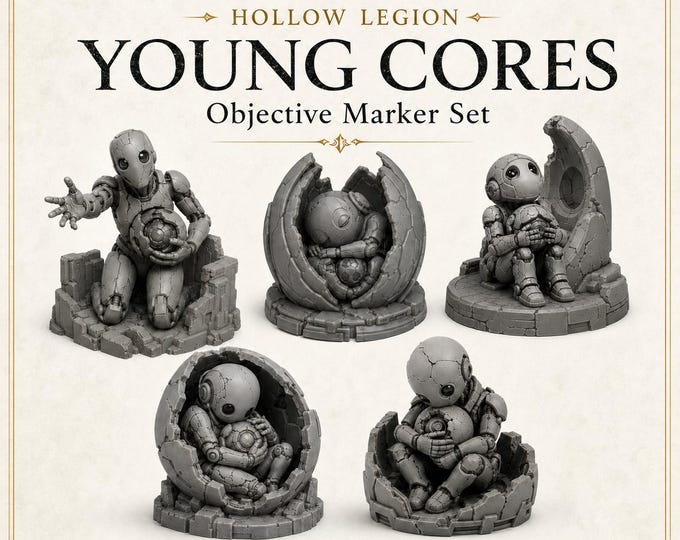 Hollow Legion Young Cores - Highland Battlefield Works - 5 Piece Scatter Terrain Objective Marker Set 40mm 60mm 100mm Wargaming RPG Scenery