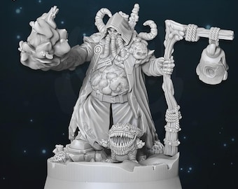 Chaos Plague Sorcerer - WildMesh - Sci-Fi Grimdark Character Miniature