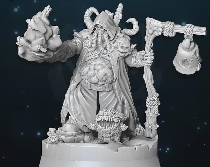 Chaos Plague Sorcerer - WildMesh - Sci-Fi Grimdark Character Miniature