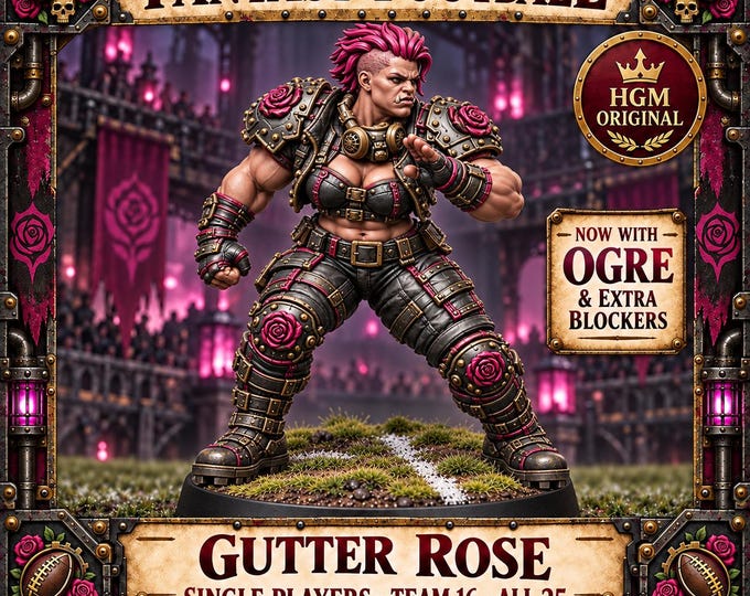 Gutter Rose Fantasy Football Team | Single Players, Team 16 or All 25 | Female Ogre & Expansion Options | 32mm Resin Miniatures