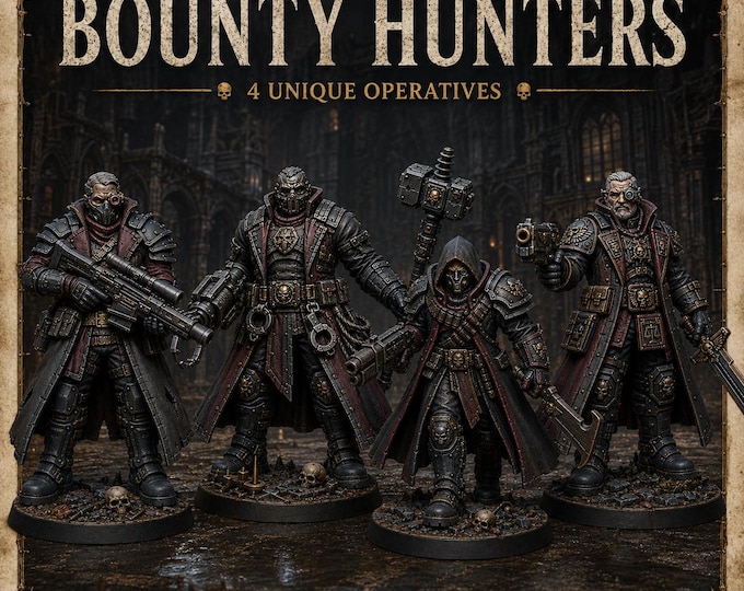 Bounty Hunters - 1 or 4 Grimdark Sci-Fi Resin Miniatures - HGM Exclusive