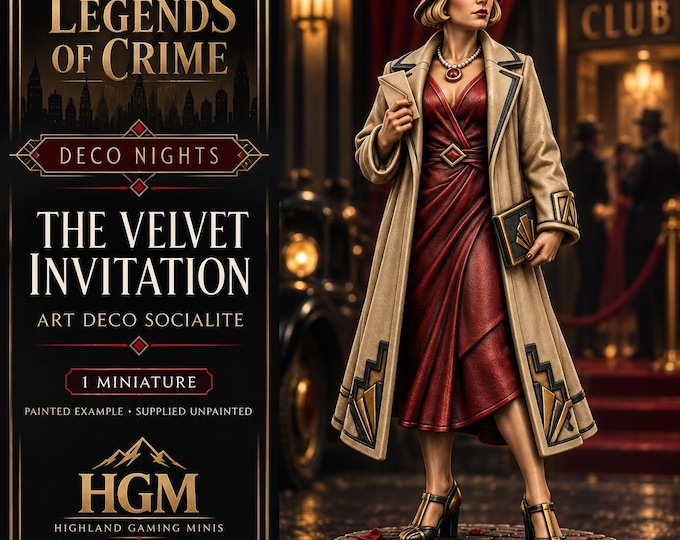 Art Deco Socialite Miniature | The Velvet Invitation | 32mm Noir Crime NPC | Resin RPG Figure | HGM Exclusive