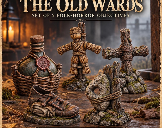 The Old Wards | Choose 1 of 5 or Complete Set | Folk Horror Resin Objective Markers & 32mm Scatter Terrain | HGM Original