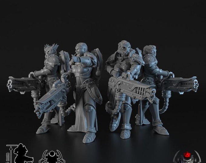 Battle Sisters Widows of Retribution Heavy Flamer Squad  - for Sci-Fi Wargames & TTRPG | Eight Legs Miniatures mini