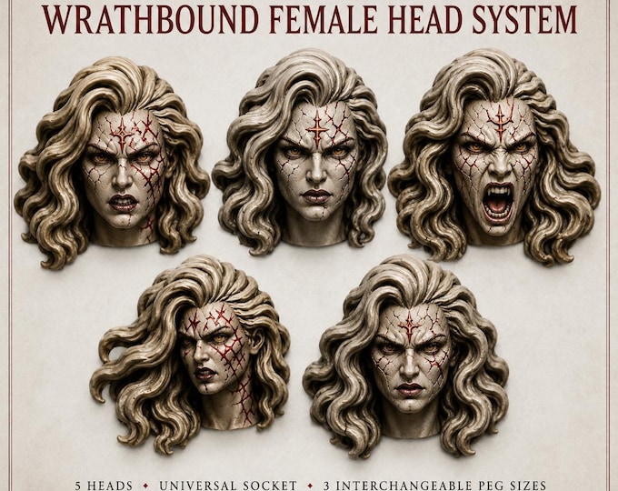 Wrathbound Female Conversion Heads | 1, 5, 10 or 20 Resin Head Upgrade Bits | 28mm or 32mm | HGM Exclusive