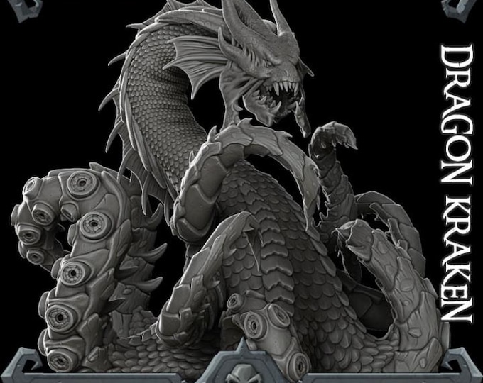 Dragon Kraken - Fantasy Miniature  - Rocket Pig Games - Tabletop Wargaming for Grimdark | OPR Sci-Fi & Fantasy Resin Mini
