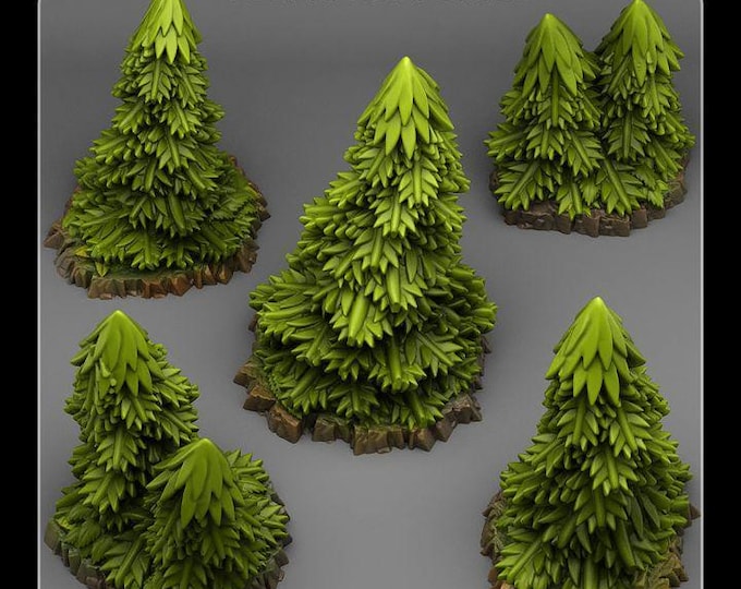 Pine Trees Wargaming Terrain Objectives | Fantastic Plants and Rocks | PathFinder | Mini | Dungeons and Dragons | Fantasy | RPG