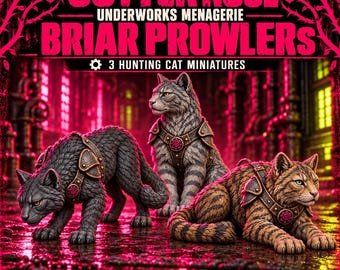Gutter Rose Briar Prowlers | Choose 1 of 3 or Full Set | Armoured Sci-Fi Cat Resin Miniatures | HGM Original