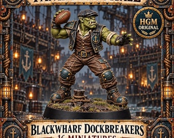 Blackwharf Dockbreakers Orc Fantasy Football Team | Choose 1 of 16 Poses or All 16 | 32mm Resin Miniatures | HGM Original