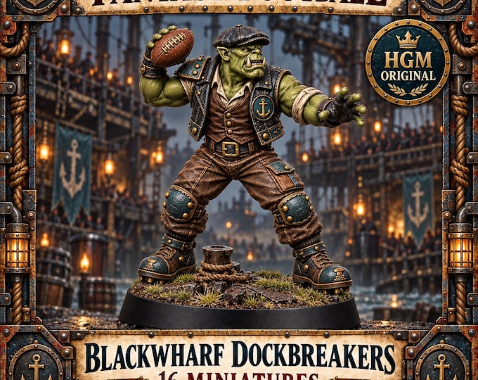 Blackwharf Dockbreakers Orc Fantasy Football Team | Choose 1 of 16 Poses or All 16 | 32mm Resin Miniatures | HGM Original