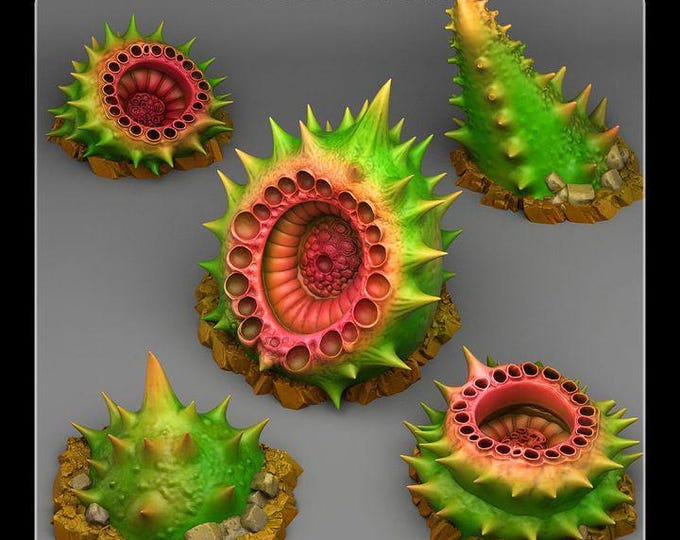 Carnivorous Husk Spikes Scatter Terrain Objectives - Fantastic Plants & Rocks - Fantasy Terrain Set