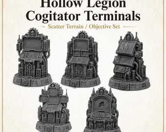 Cogitator Terminals - Hollow legion HGM Battlefield Works 5 Piece Scatter Terrain Objective Marker Set 40mm 60mm 100mm Wargaming RPG Scenery