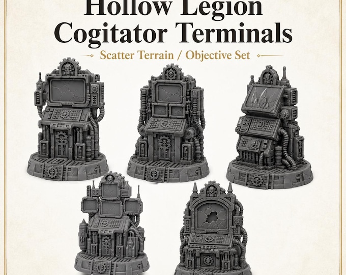 Cogitator Terminals - Hollow legion HGM Battlefield Works 5 Piece Scatter Terrain Objective Marker Set 40mm 60mm 100mm Wargaming RPG Scenery