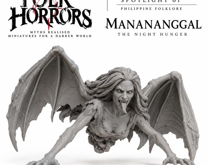 Manananggal Miniature | Philippine Folklore Monster | Folk Horror Resin Model | RPG Creature | Multiple Sizes | Unpainted HGM Exclusive