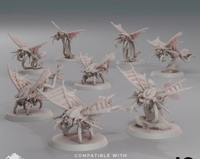 Flying Spike Spitters  (1-20) - Deep Hive - Oshounaminis Tabletop wargaming miniature for Grimdark | OPR | Sci-fi | Alien Bug Proxy