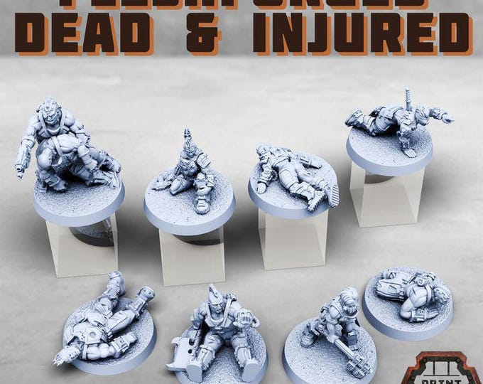 Flesh forged Dead + Injured Kit Print Minis - Grimdark - Print Minis - Fantasy Resin Miniature