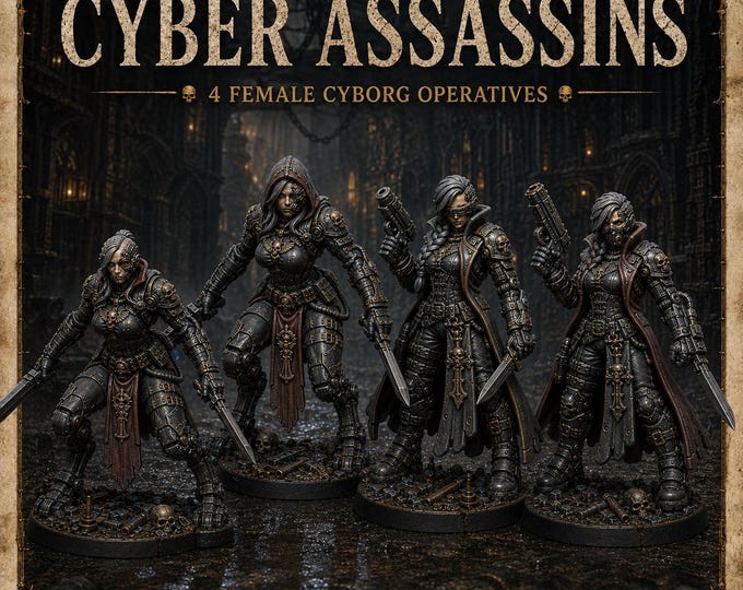 Cyber Assassins Female Cyborg Resin Miniatures - Choose 1 or Set of 4 - HGM Exclusive
