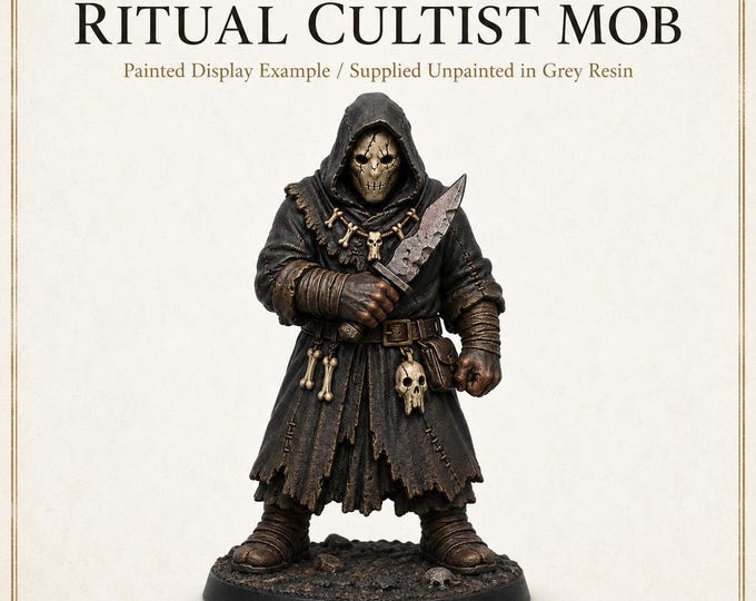Blackbell Chapel Ritual Cultist Mob - HGM Exclusive Resin Fantasy Miniatures - 10 Unpainted Cultists