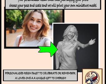 Personalised Gift Resin 3D Portrait - Resin Miniature - Exclusive Highland Gaming Minis - Statue