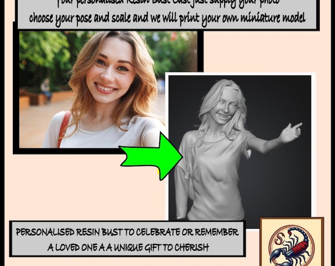 Personalised Gift Resin 3D Portrait - Resin Miniature - Exclusive Highland Gaming Minis - Statue