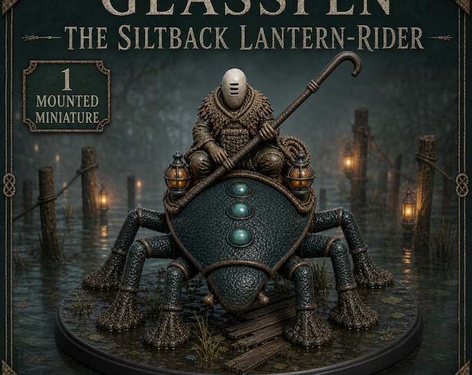 Siltback Lantern-Rider Mounted Resin Miniature | Glassfen Marsh Wayfinder | HGM Original